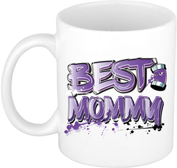 Bellatio Decorations Cadeau koffie/thee mok voor mama - paars - graffiti letters - de beste -?300 ml - Moederdag