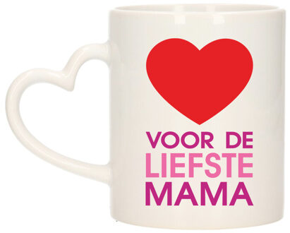 Bellatio Decorations Cadeau koffie/thee mok voor mama - rood - hartjes oor - keramiek - Moederdag