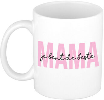 Bellatio Decorations Cadeau koffie/thee mok voor mama - roze - de beste - keramiek - 300 ml - Moederdag