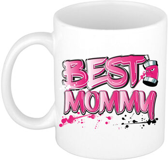 Bellatio Decorations Cadeau koffie/thee mok voor mama - roze - graffiti letters - de beste -?300 ml - Moederdag