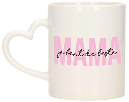 Bellatio Decorations Cadeau koffie/thee mok voor mama - roze - hartjes oor - Moederdag - feest mokken