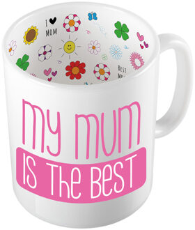 Bellatio Decorations Cadeau koffie/thee mok voor mama - roze - keramiek - 300 ml - Moederdag - feest mokken