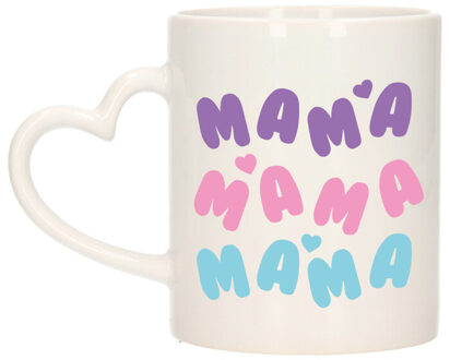 Bellatio Decorations Cadeau koffie/thee mok voor mama - wit - hartjes/liefde - hartjes oor - Moederdag