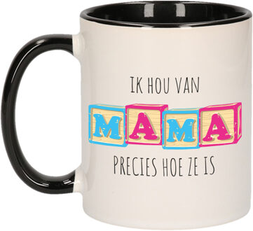 Bellatio Decorations Cadeau koffie/thee mok voor mama - zwart - liefde - keramiek - Moederdag