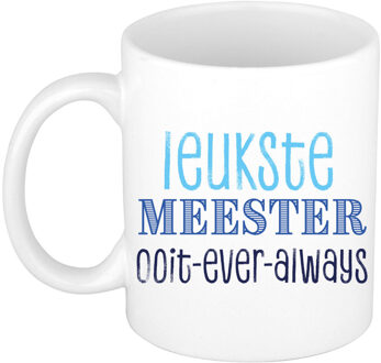 Bellatio Decorations Cadeau koffie/thee mok voor Meester - blauw - de leukste Meester - keramiek - 300 ml