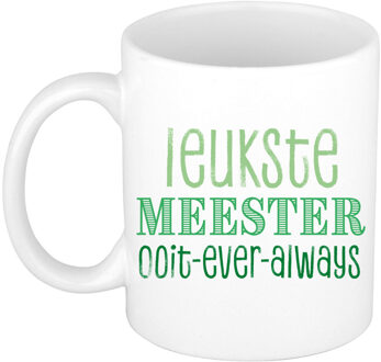 Bellatio Decorations Cadeau koffie/thee mok voor Meester - groen - de leukste Meester - keramiek - 300 ml