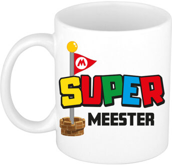 Bellatio Decorations Cadeau koffie/thee mok voor Meester/mentor - wit - super Meester - keramiek - 300 ml