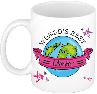 Bellatio Decorations Cadeau koffie/thee mok voor mentor - beste mentor - roze - 300 ml - juf/meester