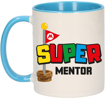 Bellatio Decorations Cadeau koffie/thee mok voor mentor/leraar - blauw - super mentor - keramiek - 300 ml