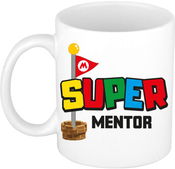 Bellatio Decorations Cadeau koffie/thee mok voor mentor/leraar - wit - super mentor - keramiek - 300 ml