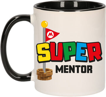 Bellatio Decorations Cadeau koffie/thee mok voor mentor/leraar - zwart - super mentor - keramiek - 300 ml