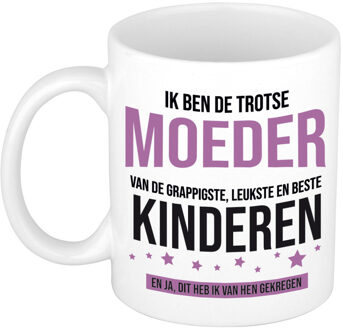 Bellatio Decorations Cadeau koffie/thee mok voor moeder - paars - trotse moeder- keramiek - 300 ml - Moederdag