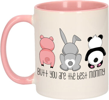 Bellatio Decorations Cadeau koffie/thee mok voor moeder - roze - beste mama - keramiek - 300 ml - Moederdag