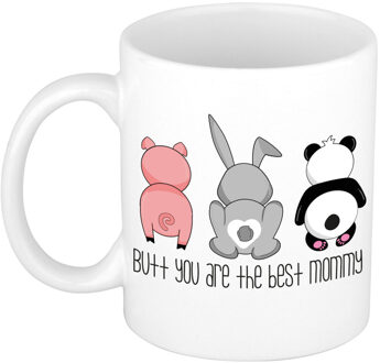 Bellatio Decorations Cadeau koffie/thee mok voor moeder - wit - beste mama - keramiek - 300 ml - Moederdag