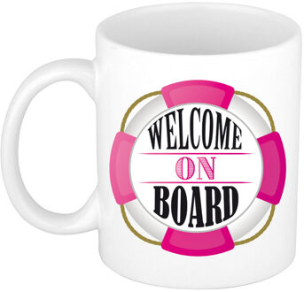 Bellatio Decorations Cadeau koffie/thee mok voor nieuwe collega - welkom - roze - 300 ml