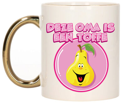 Bellatio Decorations Cadeau koffie/thee mok voor Oma - goud - toffe Oma - keramiek - 300 ml Goudkleurig