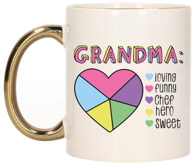 Bellatio Decorations Cadeau koffie/thee mok voor Oma - gouden oor - lieve woorden - keramiek - 300 ml Goudkleurig