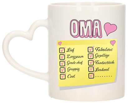 Bellatio Decorations Cadeau koffie/thee mok voor Oma - roze - de leukste Oma briefje - keramiek - 300 ml