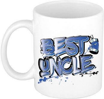 Bellatio Decorations Cadeau koffie/thee mok voor oom - blauw - graffiti letters - de beste -?300 ml