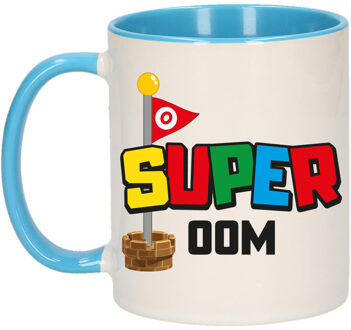 Bellatio Decorations Cadeau koffie/thee mok voor oom - blauw - super oom - keramiek - 300 ml