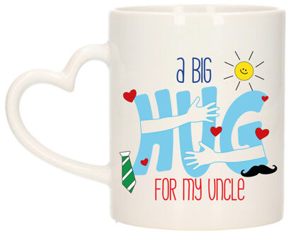 Bellatio Decorations Cadeau koffie/thee mok voor oom - hartje oor - big hug - 300 ml - verjaardag