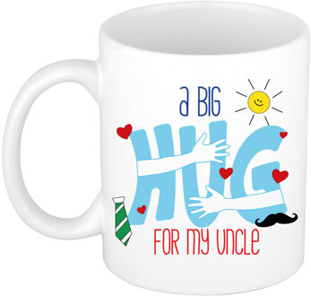 Bellatio Decorations Cadeau koffie/thee mok voor oom - wit - big hug - 300 ml - verjaardag