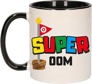 Bellatio Decorations Cadeau koffie/thee mok voor oom - zwart - super oom - 300 ml