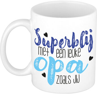 Bellatio Decorations Cadeau koffie/thee mok voor opa - blauw - super blij - keramiek - 300 ml