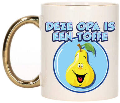 Bellatio Decorations Cadeau koffie/thee mok voor Opa - goud - toffe Opa - keramiek - 300 ml