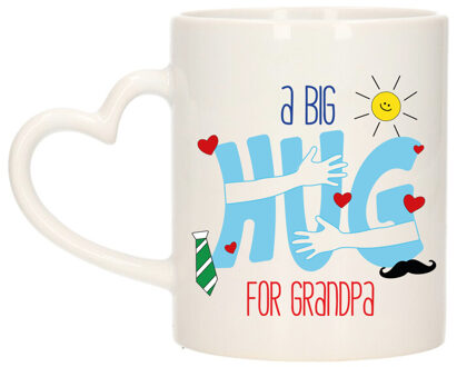 Bellatio Decorations Cadeau koffie/thee mok voor opa - hartje oor - big hug - 300 ml - verjaardag Multi
