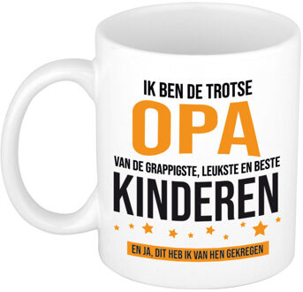 Bellatio Decorations Cadeau koffie/thee mok voor opa - oranje - trotse opa - keramiek - 300 ml