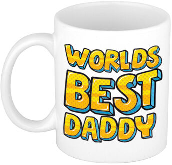 Bellatio Decorations Cadeau koffie/thee mok voor papa - beste papa - geel - 300 ml - vaderdag