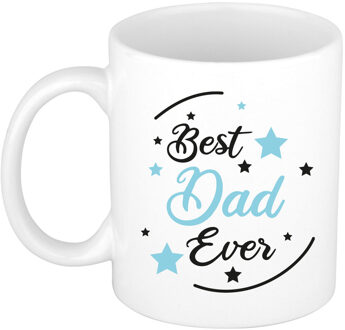 Bellatio Decorations Cadeau koffie/thee mok voor papa - blauw - de beste - 300 ml - Vaderdag - feest mokken