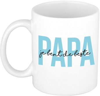 Bellatio Decorations Cadeau koffie/thee mok voor papa - blauw - de beste - keramiek - 300 ml - Vaderdag