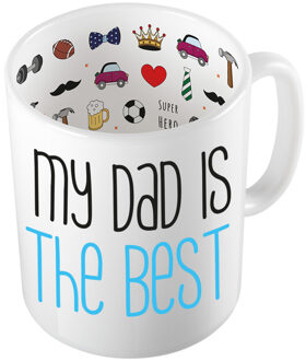 Bellatio Decorations Cadeau koffie/thee mok voor papa - blauw - de beste papa - keramiek - 300 ml - Vaderdag