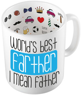 Bellatio Decorations Cadeau koffie/thee mok voor papa - blauw - de beste papa - keramiek - 300 ml - Vaderdag