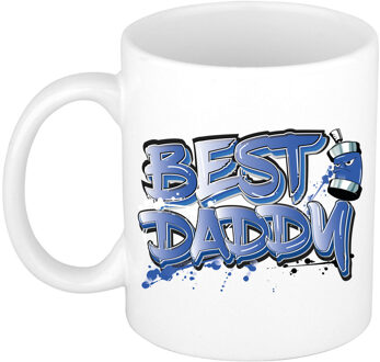 Bellatio Decorations Cadeau koffie/thee mok voor papa - blauw - graffiti letters - de beste -?300 ml - Vaderdag
