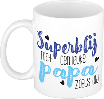 Bellatio Decorations Cadeau koffie/thee mok voor papa - blauw - super blij - keramiek - 300 ml - Vaderdag