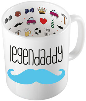 Bellatio Decorations Cadeau koffie/thee mok voor papa - blauwe snor - de beste papa - keramiek - 300 ml - Vaderdag