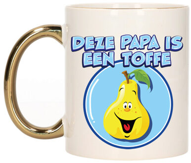 Bellatio Decorations Cadeau koffie/thee mok voor Papa - goud - toffe Papa - keramiek - 300 ml