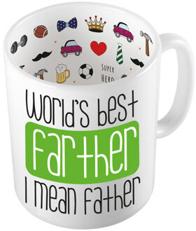 Bellatio Decorations Cadeau koffie/thee mok voor papa - groen - de beste papa - keramiek - 300 ml - Vaderdag