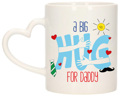 Bellatio Decorations Cadeau koffie/thee mok voor papa - hartje oor - big hug - 300 ml - Vaderdag Multi