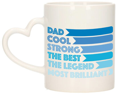 Bellatio Decorations Cadeau koffie/thee mok voor papa - hartjes handvat - beste papa - blauw - 300 ml - Vaderdag