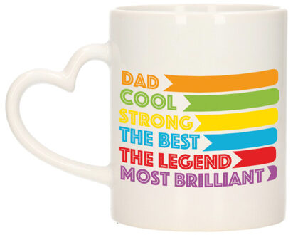 Bellatio Decorations Cadeau koffie/thee mok voor papa - hartjes handvat - beste papa - multi - 300 ml - Vaderdag