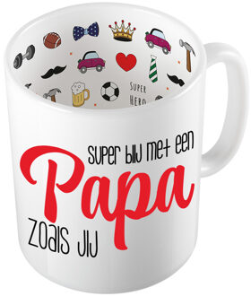 Bellatio Decorations Cadeau koffie/thee mok voor papa - rood - blij met papa - keramiek - 300 ml - Vaderdag