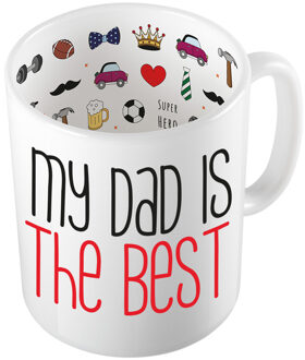 Bellatio Decorations Cadeau koffie/thee mok voor papa - rood - de beste papa - keramiek - 300 ml - Vaderdag