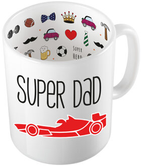 Bellatio Decorations Cadeau koffie/thee mok voor papa - rood - super papa - Vaderdag - feest mokken