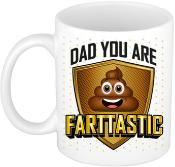 Bellatio Decorations Cadeau koffie/thee mok voor papa - wit - fantastische pap - keramiek - 300 ml - Vaderdag