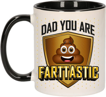 Bellatio Decorations Cadeau koffie/thee mok voor papa - zwart - fantastische pap - keramiek - 300 ml - Vaderdag