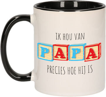 Bellatio Decorations Cadeau koffie/thee mok voor papa - zwart - liefde - keramiek - Vaderdag